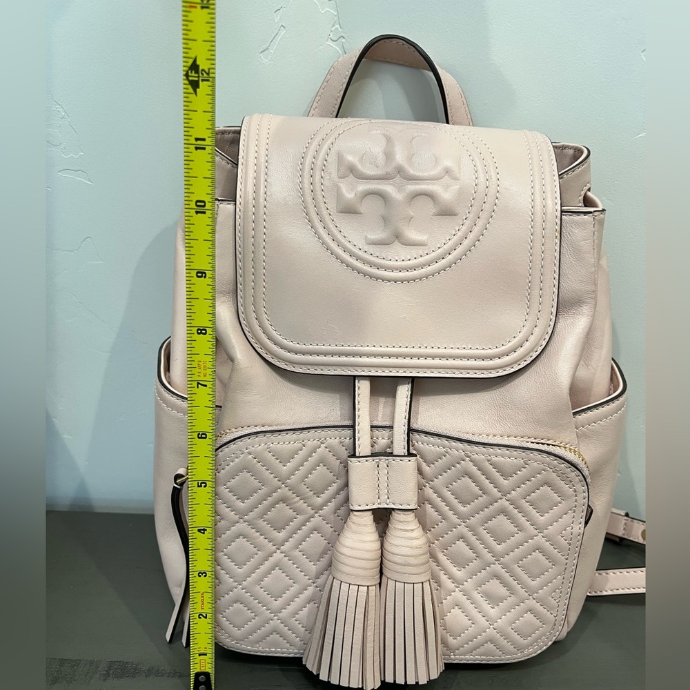 Tory Burch Fleming Backpack in Blush Pink, Quilted Leather with Adjustable Strap - Picture 8 of 10